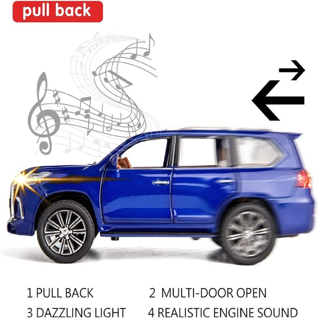 KTRS ENTERPRISE 1:24 Lexus 570 Off-Road in Luxury SUV Model Car, Zinc Alloy Pull Back Toy Car with Sound and Light for Kids Boy Girl view 2