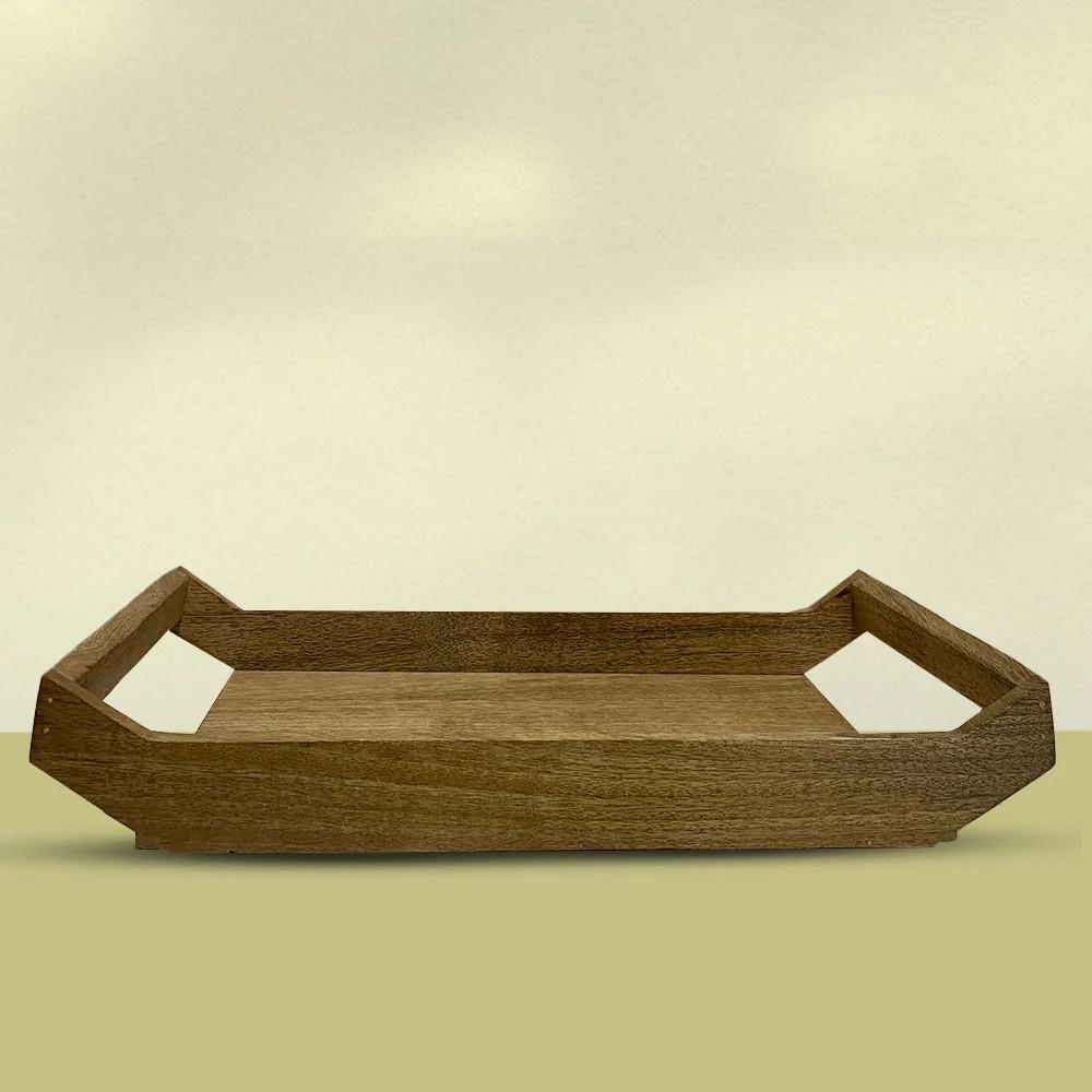 Premium Handcrafted Rectangular Wooden Tray view 2
