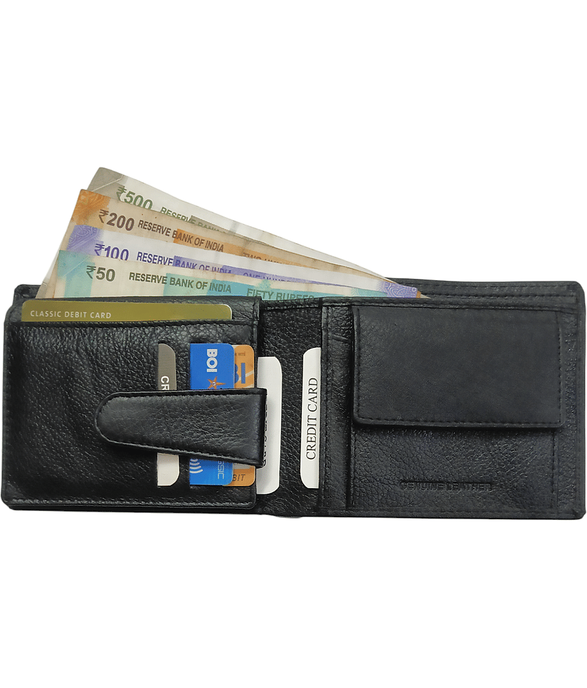 COCO ROYAL 100% Leather Solid Men's Two Fold Wallet With 9 Slots For Card ( Black , Pack of 1 ) view 2
