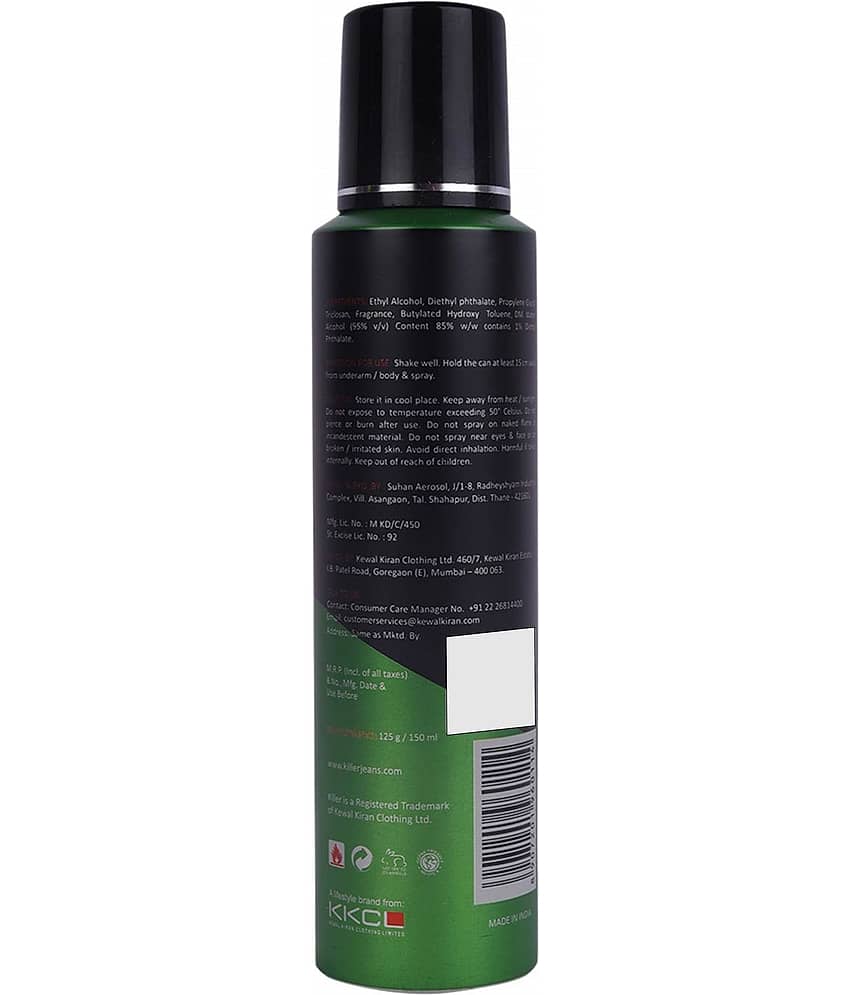 Killer combo of 3 deodorant, no gas liquid Body Spray for Men 450 ml ( Pack of 3 ) view 2