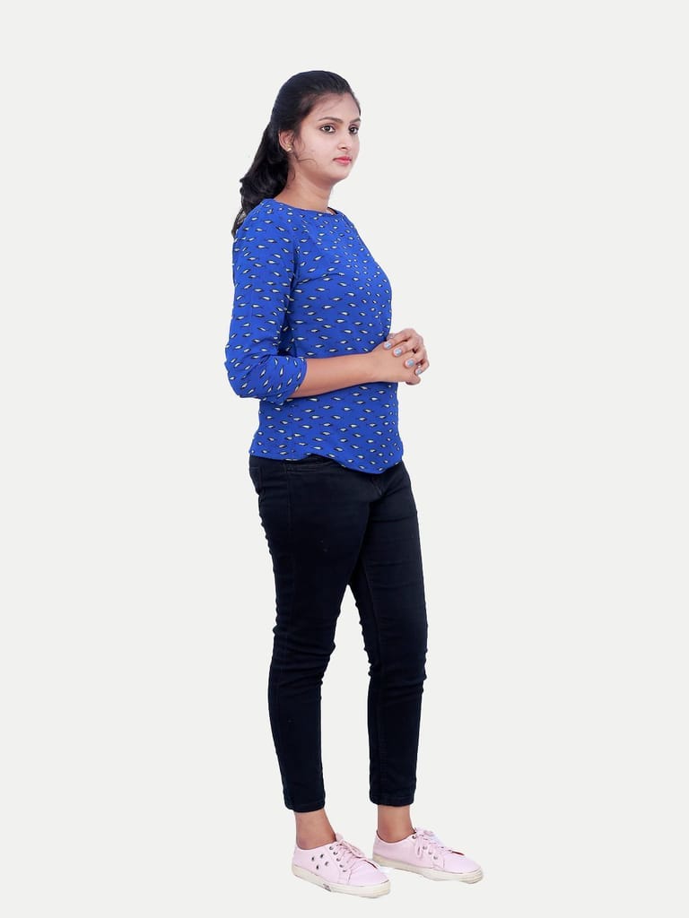 Women Royal Blue Printed Blouse view 2