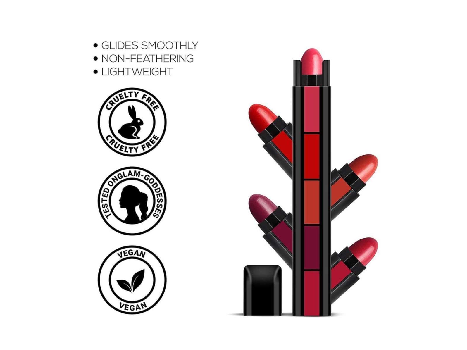RENEE FAB 5 5-in-1 Lipstick 7.5gm, Five Shades In One, Long Lasting, Compact & Easy to Use - Matte Finish view 2
