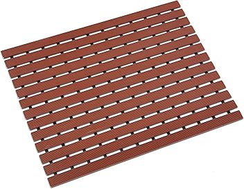 Eurotex Anti Slip Shower Mat for Bathroom, Kitchen Anti Skid Spa Sauna Waterproof Bathtub Mat for Home Hotel(Plastic Stripped- Rubber Base, 46cm x 61cm)- Chocolate
