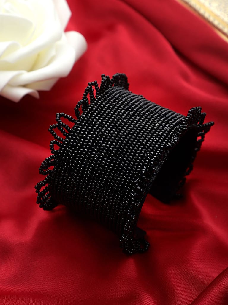 Cardinal Black Color Beads Weaving Handmade Adjustable Bracelet view 2