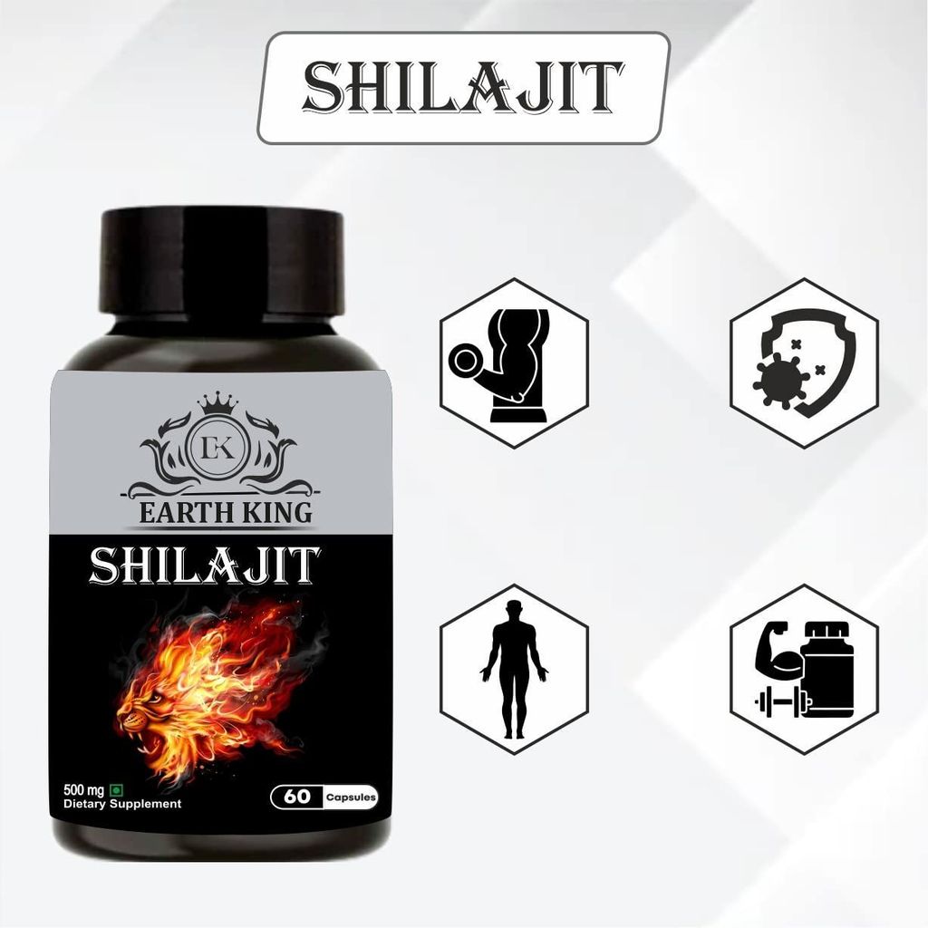 EARTH KING Shilajit/Shilajeet Capsule Supports Strength, Stamina & Energy - 500mg 60 Capsules (Pack of 1) view 2