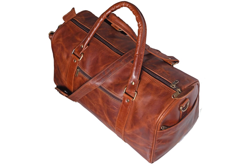 JITENDRA CHITARA; Leather Travel Duffle Luggage Bag Shoulder Bag/Sport Bag L Unisex Travel Duffle Bag Weekender Bag view 2