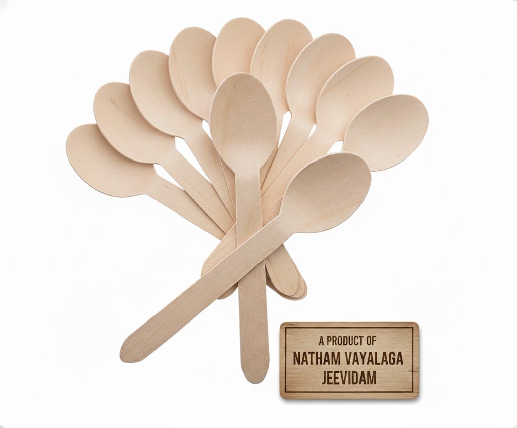 100% Natural & Biodegradable Wooden Spoon (pack of 100 pcs) view 2