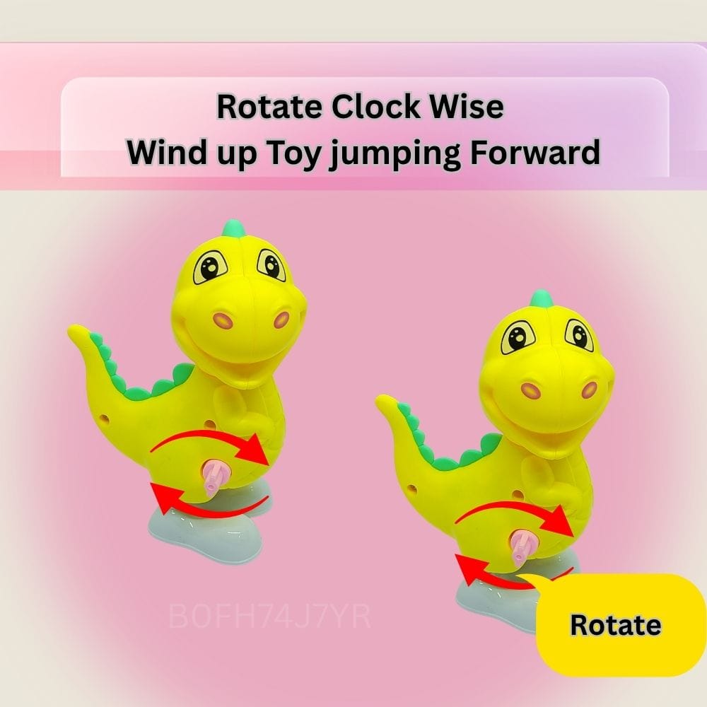 Wind-Up Key Jumping Dinosaur Toy for Kids - Fun Interactive Playtime (Pack of 2) Colours as per Stock