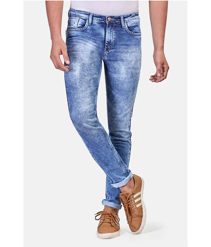 HJ HASASI - Light Blue 100% Cotton Regular Fit Men's Jeans ( Pack of 1 )