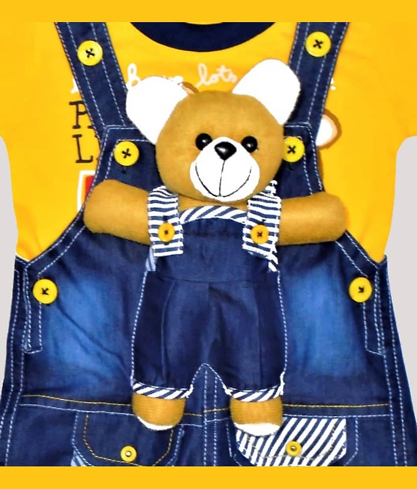 Wise Guys Pack of 1 Baby Boys Denim Dungaree Sets ( Red & Blue ) view 2