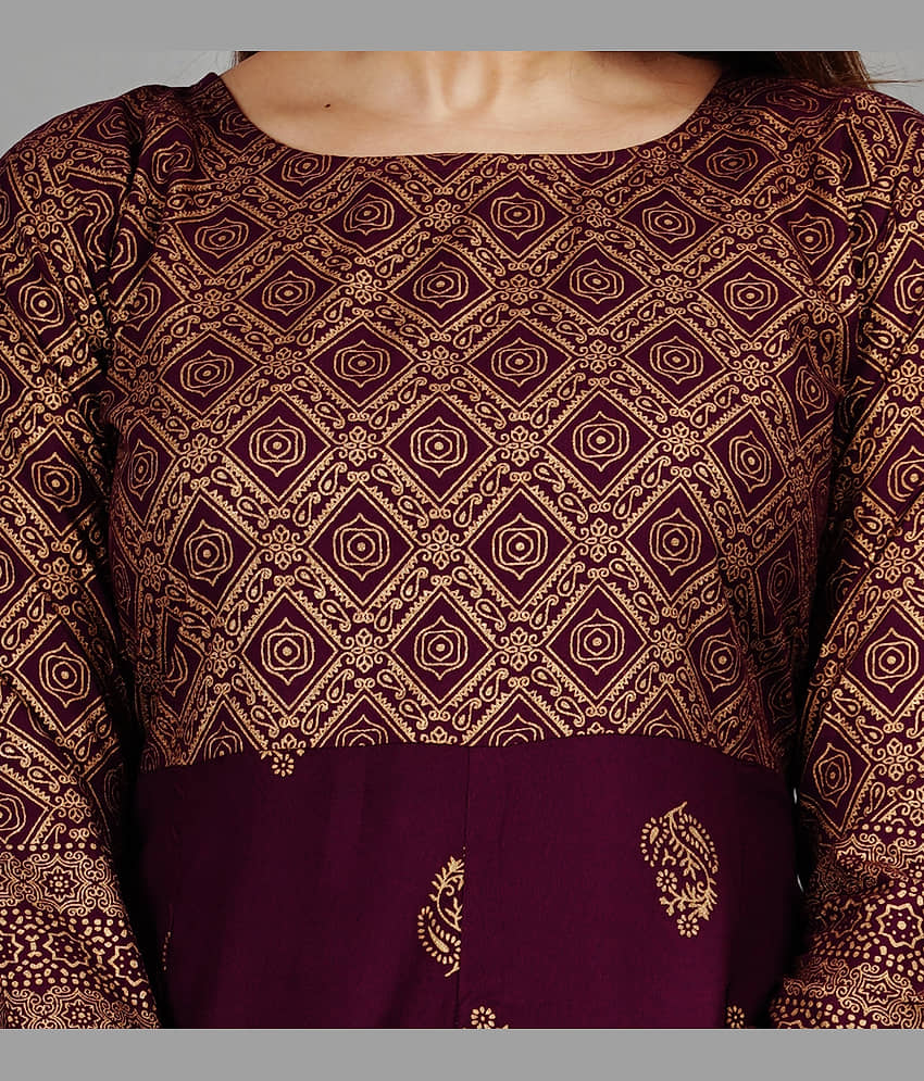 Smien - Navy Blue Rayon Women's Anarkali Kurti ( Pack of 1 ) view 2