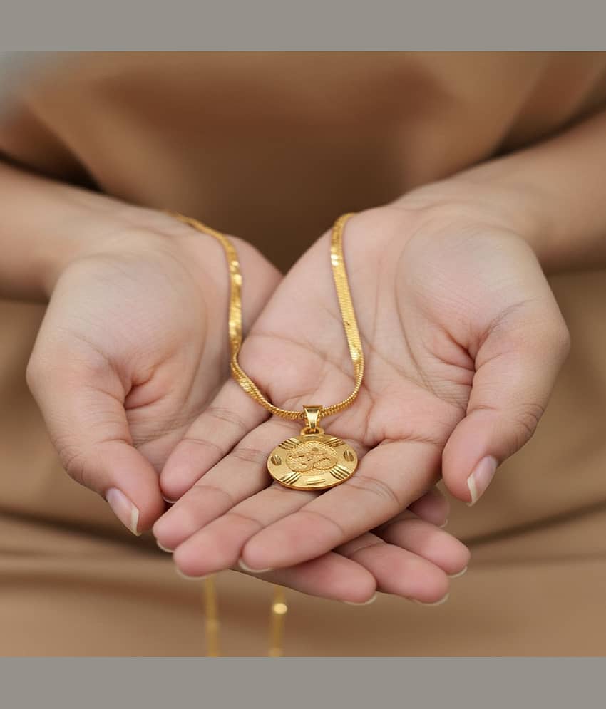 Charms Gold Religious Pendant With Chain ( Pack of 1 ) view 2