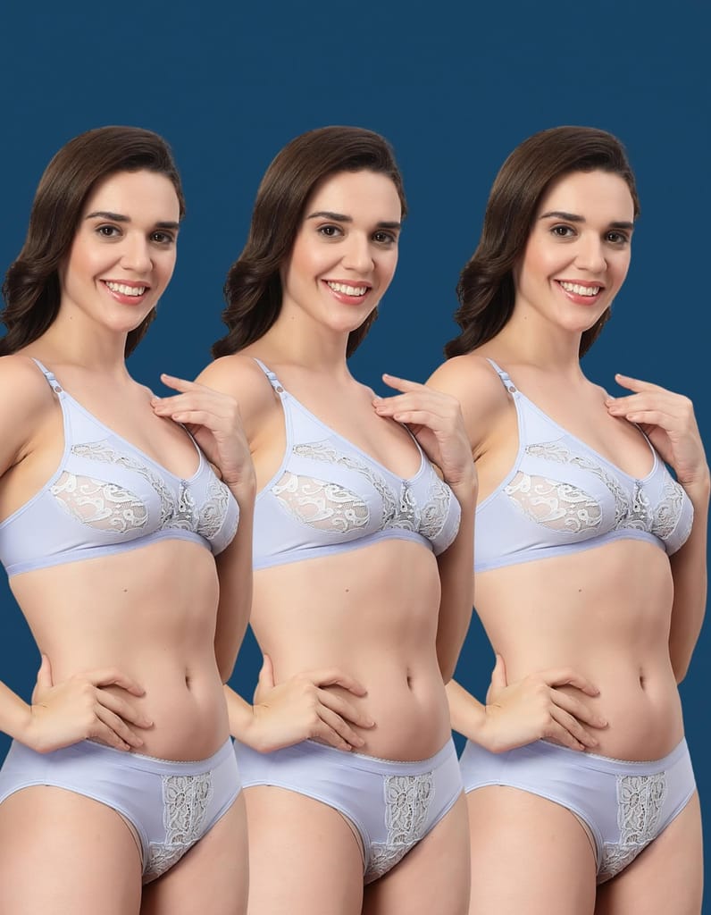 ADORNSTAR Bra Panty Set Sexy Lingerie Set for Women Pack of 3 Peach view 2
