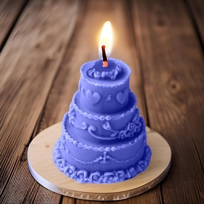 SS Enterprise Organic Soy Wax Cake Shape Designer Candle for Decoration | Scented Aromatic Fragrance Candles | Smoke-Free Cake Candle | Birthday Candle view 2