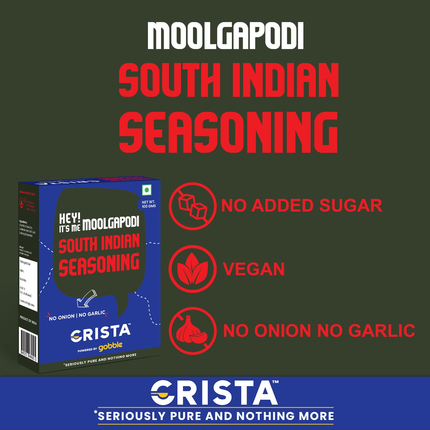 CRISTA Moolgapodi South Indian Seasoning, 100 gm view 2