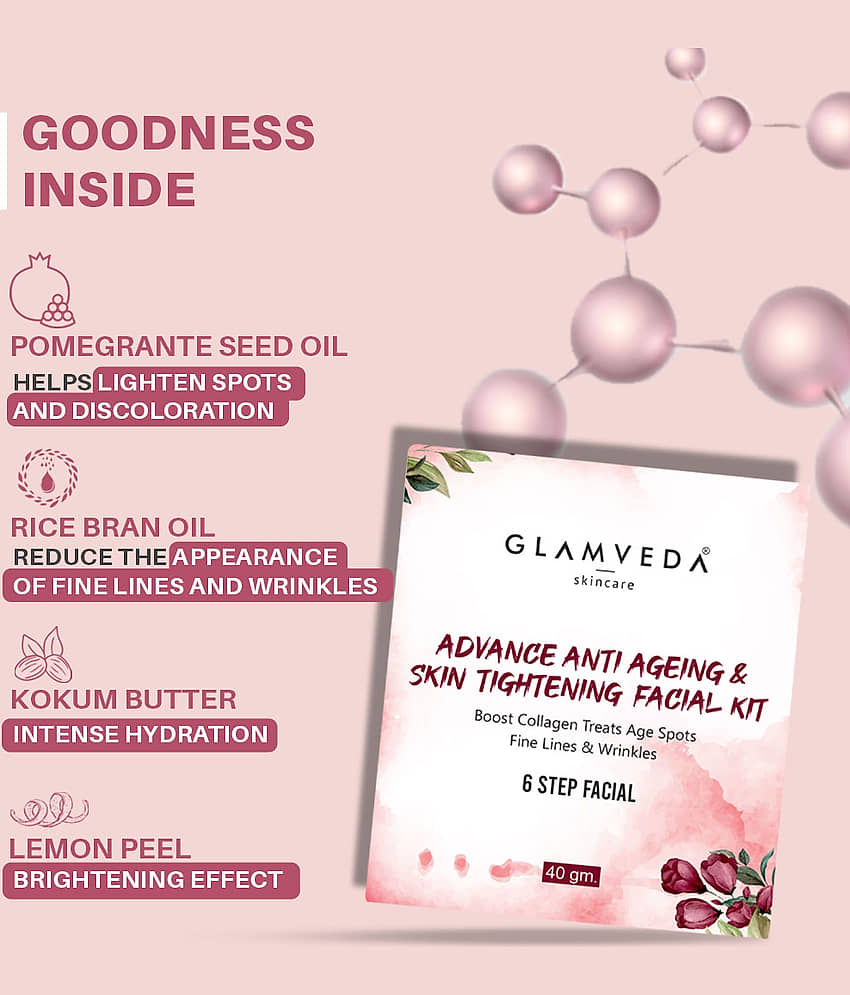 Glamveda Skin Tightening 3 Times Use Facial Kit For All Skin Type Aloe Vera 40 ( Pack of 1 ) view 2