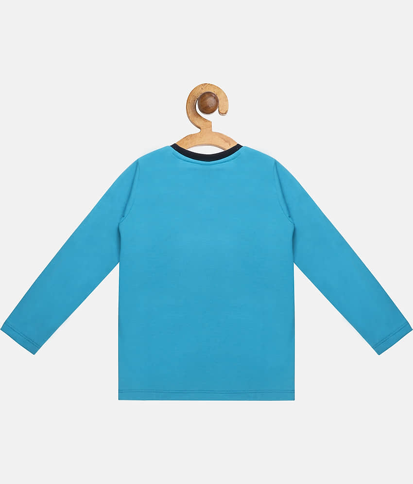 Lazy Shark Pack of 1 Boys Cotton Blend Nightsuit Set ( Turquoise ) view 2