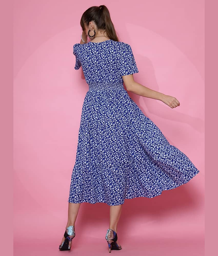 Sheetal associates Women Crepe Printed Fit & Flare Dress ( Blue ) view 2