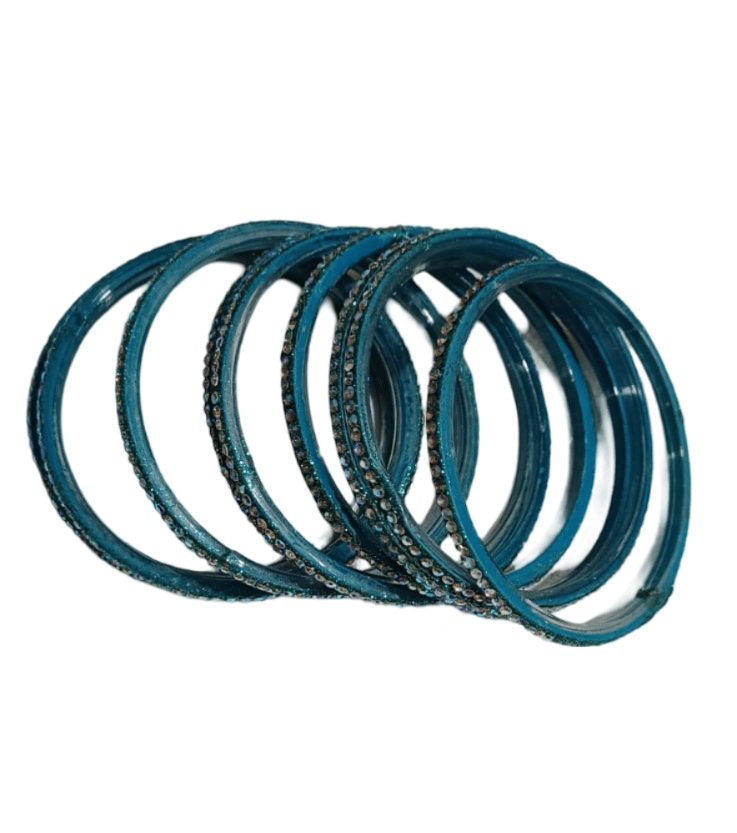 Stunning Teal Rhinestone Bangle Set view 2