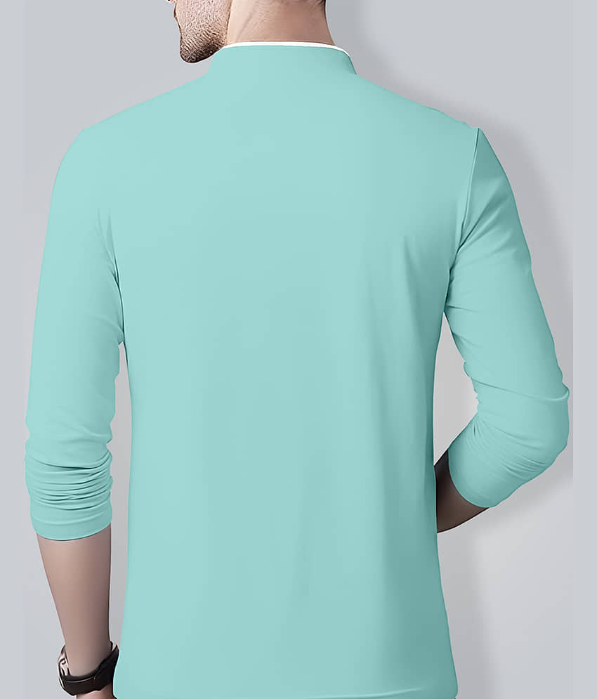 AUSK Men Cotton Blend Regular Fit Solid T-Shirt ( Sky Blue ) view 2