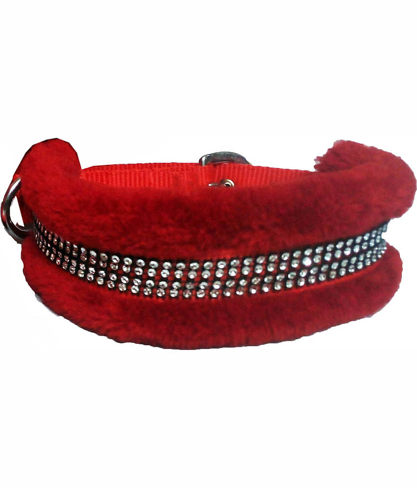 Petshop7 Nylon Nug Fur Padded Dog Collar and Dog Leash - Large (Adjustable Neck Size : 16-20inch) view 2
