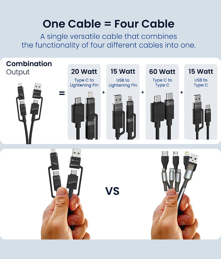 Portronics Black 3A Multi Pin Cable 1 Meter view 2
