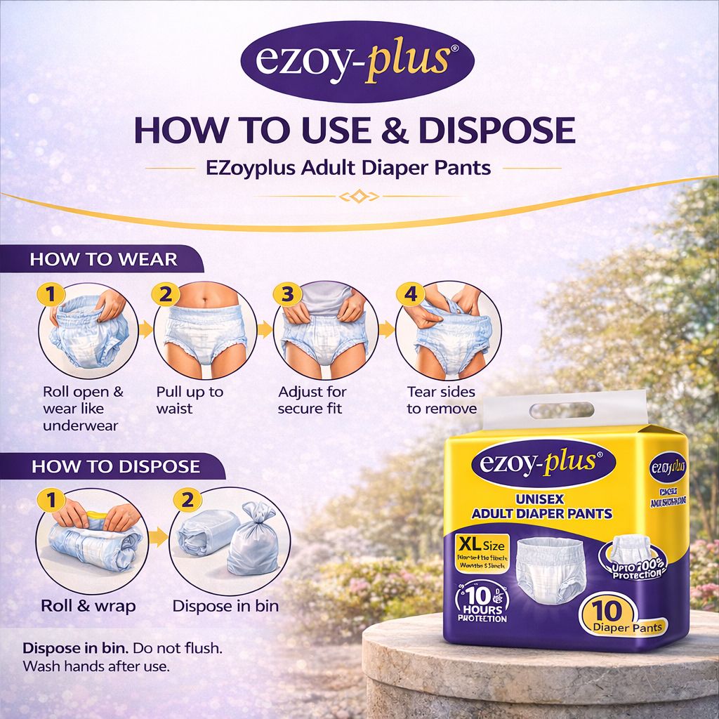 Ezoyplus Adult Diaper Pants XL Size|High Absorbency,Day & Night Use |PACK OF 2 view 2