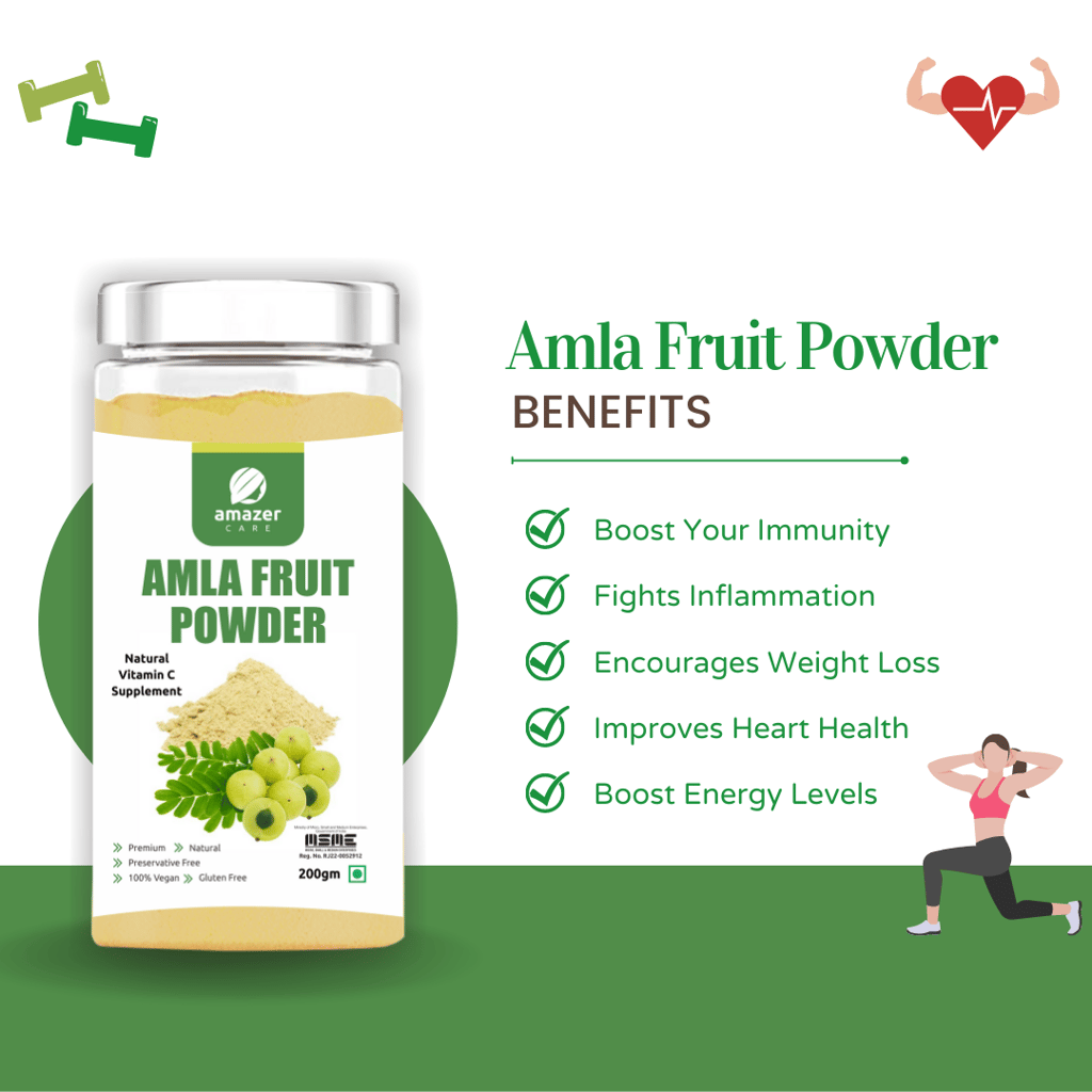 AmazerCare Amla Fruit Powder, Vitamic C Rich Superfood, Dietary Fiber, Pure & Natural Dehydrated Powder For Eating & Drink, Immunity Booster view 2