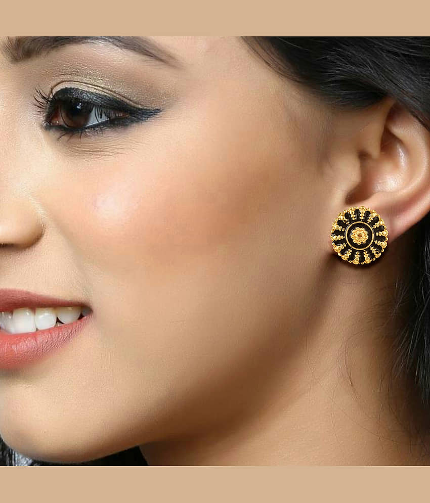 VIVASTRI Golden Stud Earrings ( Pack of 1 ) view 2