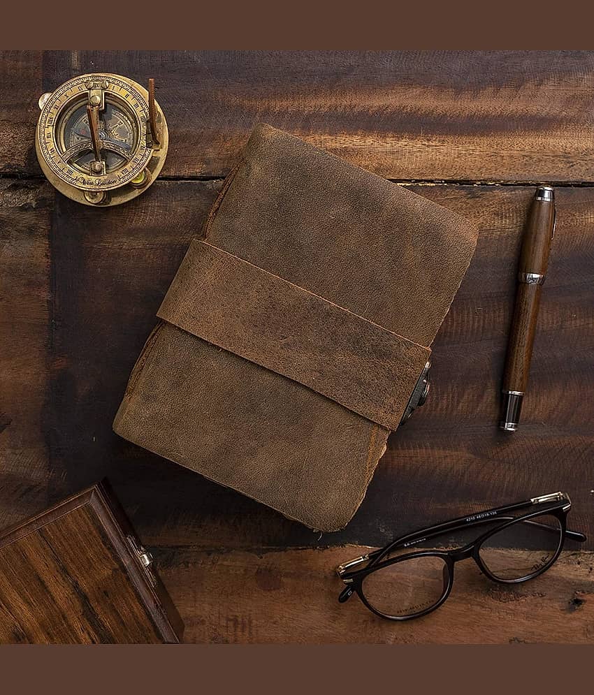 Finished Leather Journal With Antique Paper A5 Diary Unruled 200 Pages (Brown) view 2