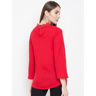 Purys Women Red Solid Regular Top view 2