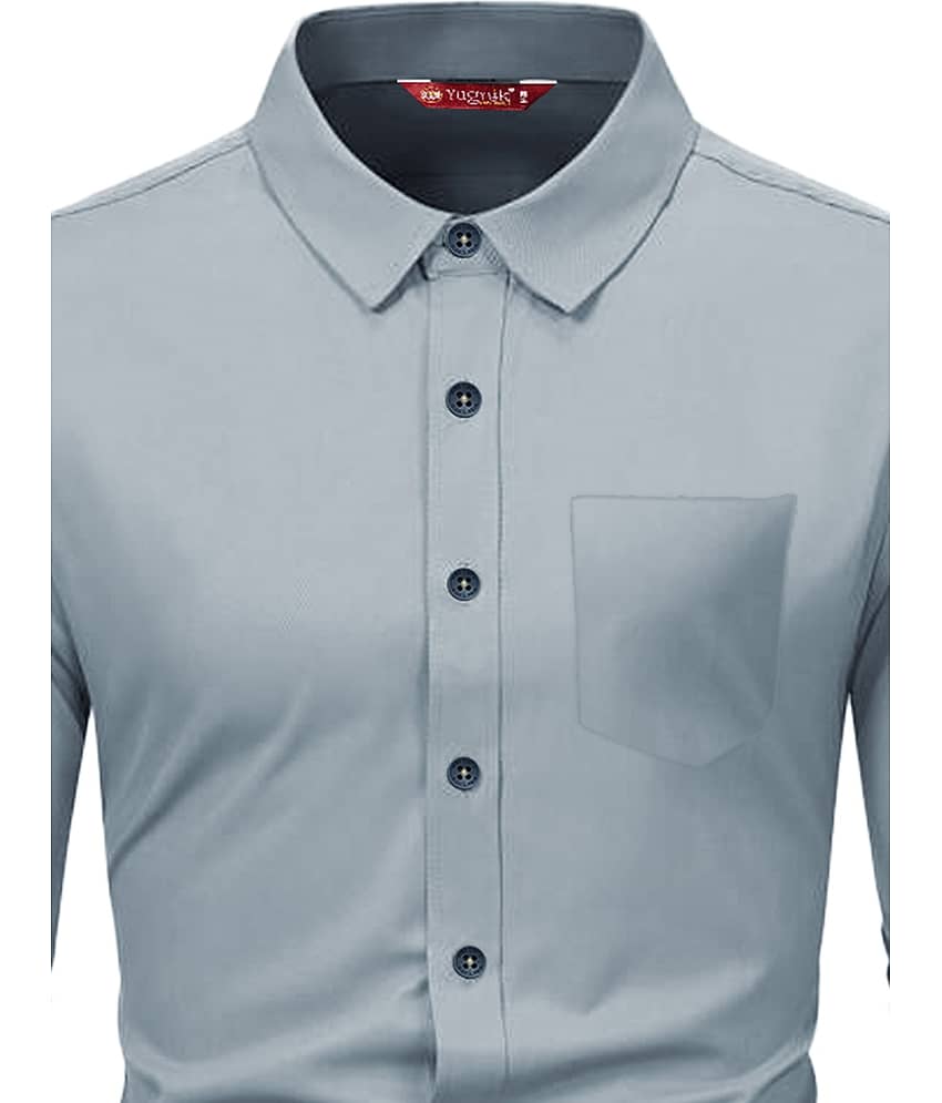 Yugnik Cotton Blend Slim Fit Full Sleeves Men's Formal Shirt - Mint Green ( Pack of 1 ) view 2
