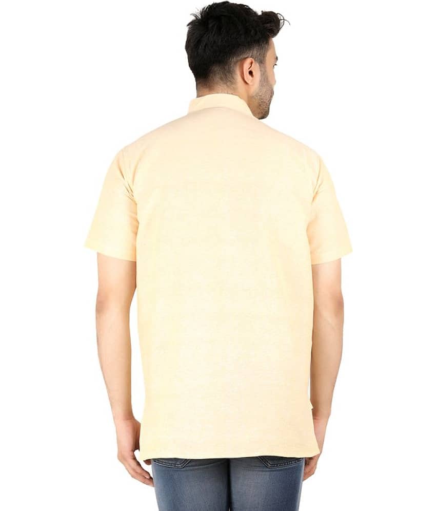 Latest Chikan - Peach Cotton Men's Shirt Style Kurta ( Pack of 1 ) view 2