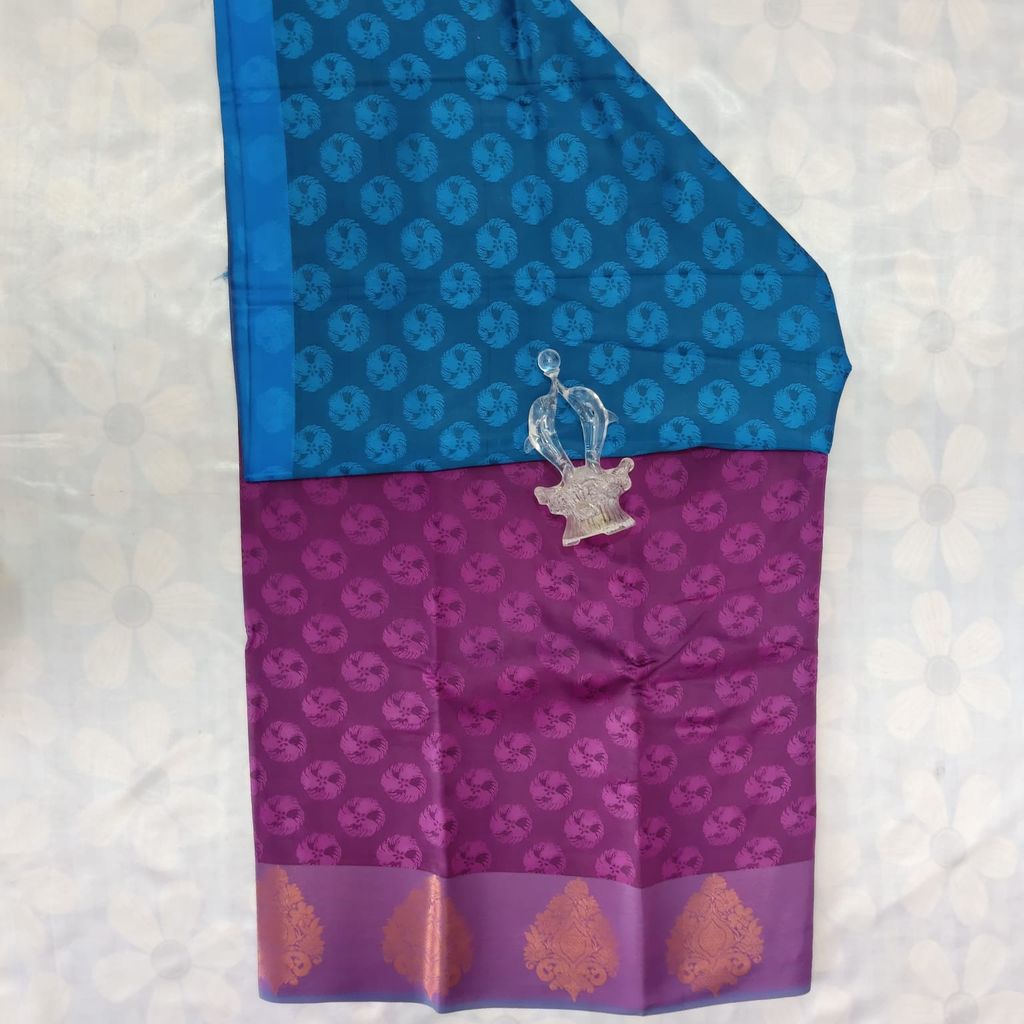 Poonthamil Silk Cotton Saree with Blouse - Mulberry color view 2