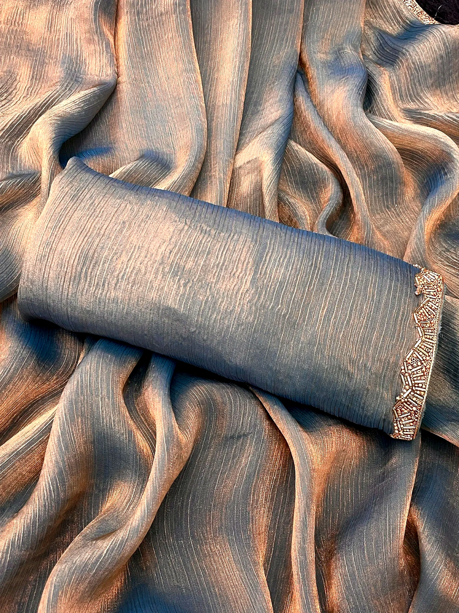Fendi Saree in Grey (Color - Grey) by SHIV TEXTILES view 2