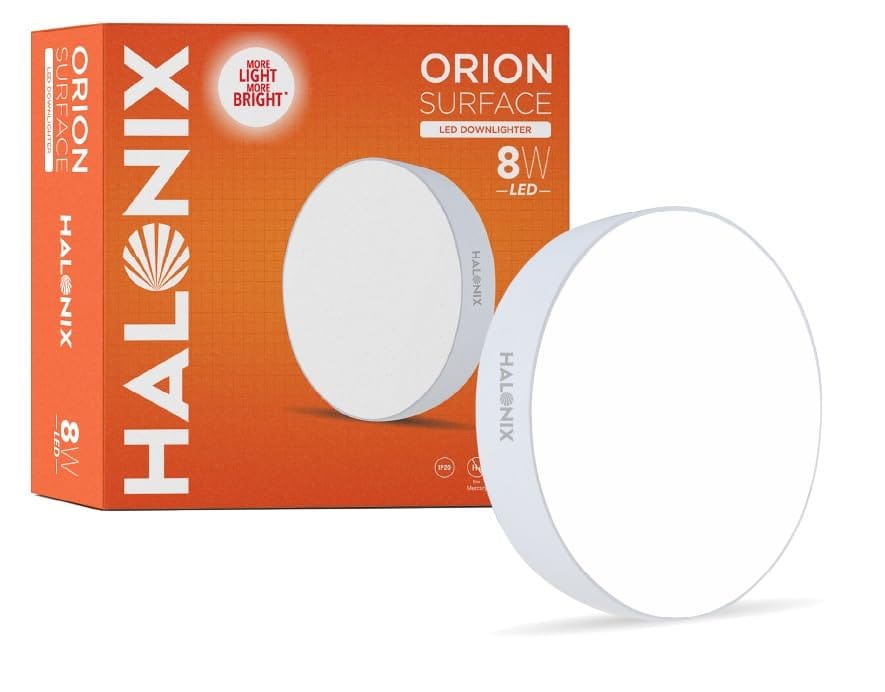 8W White Orion Round Led Rimless Surface downlighter| Led Ceiling Light for Home, Shop and Office |Pack of 4, White. view 2