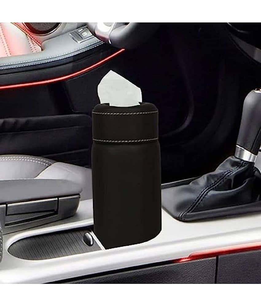 Car Tissue Dispenser Leather Black view 2