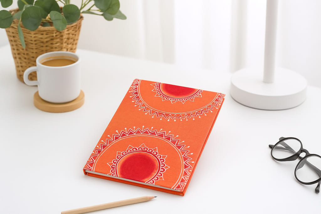 Handmade Jute Diary with Lippan Art Design view 2