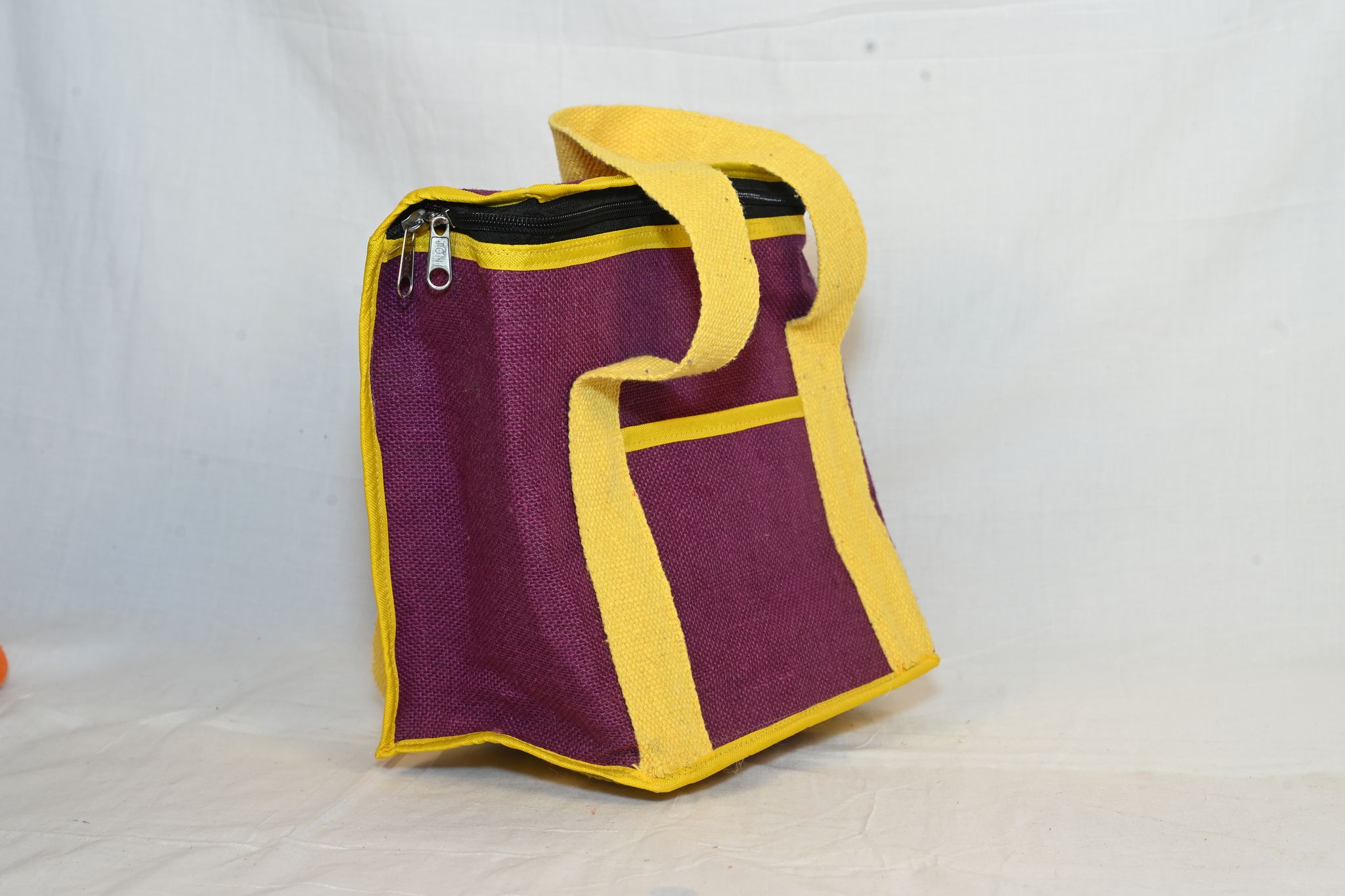 Jute Lunch Bag with Zip Closure and Handles view 2