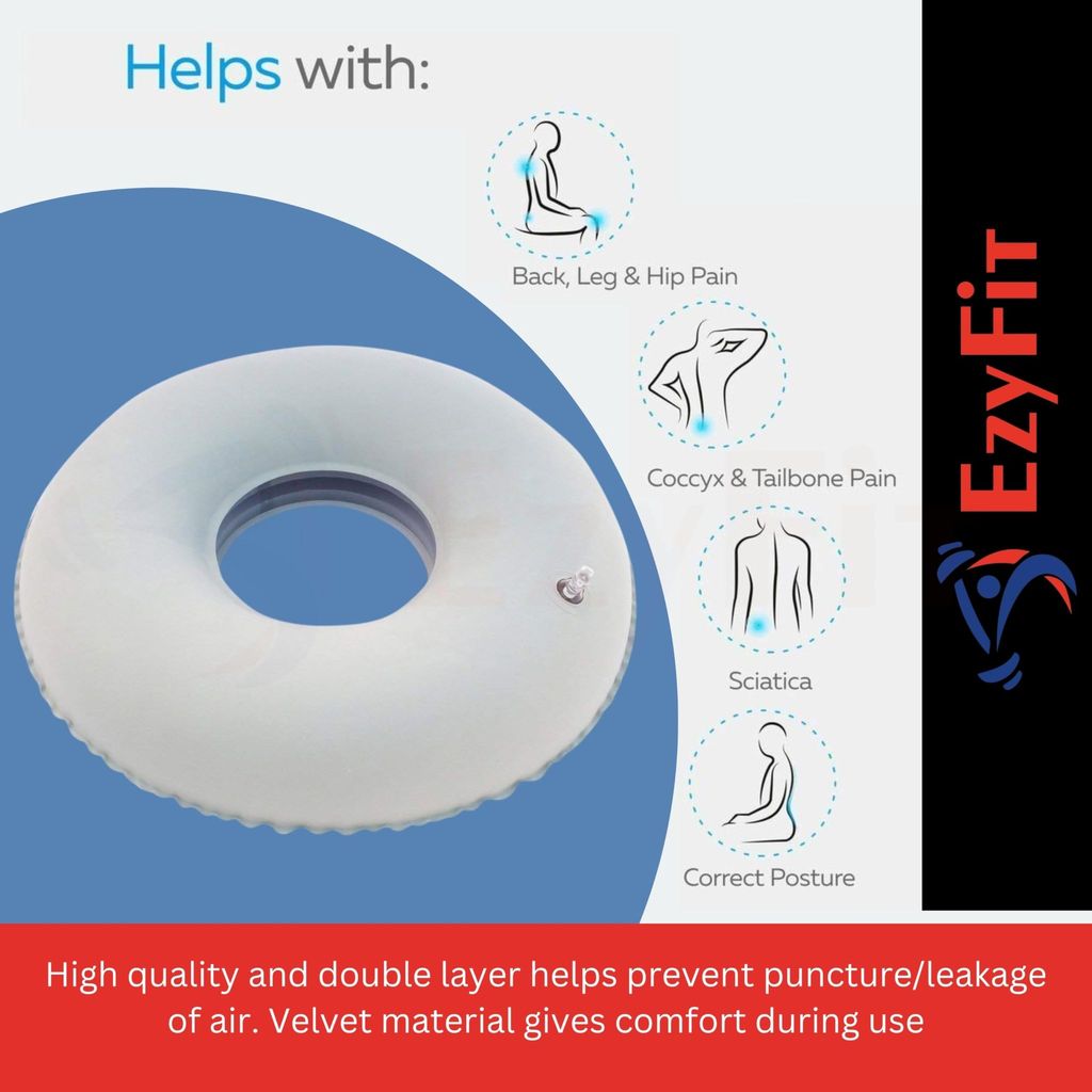 Ezyfit Donut Seating Cushion I Round Air Portable Cusion I Seat Air Cushion I Air Cushion with Pump | Office Chair I Wheel Chair I Pain Relief Donut view 2