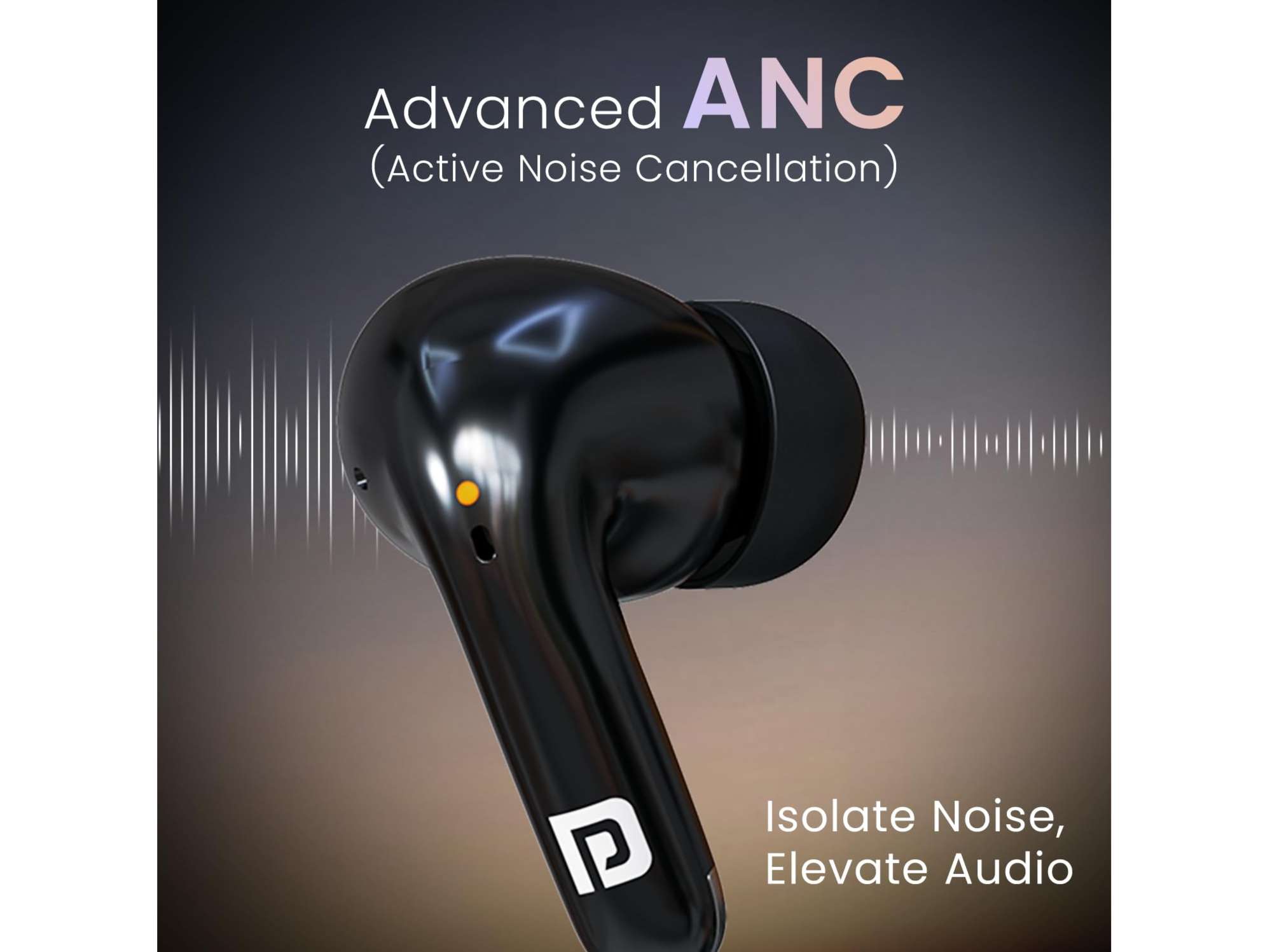 Portronics Harmonics Twins 33 ANC Truly Wireless Bluetooth in Ear Earbuds with Quad Mic ENC, Upto 50 Hours Playtime, Bluetooth 5.3V, Type C Fast Charging, Ear Buds Wireless Earphone with Mic - Black view 2