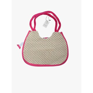 Pink Premium Jute Handcrafted Shoulder Bag For Women view 2