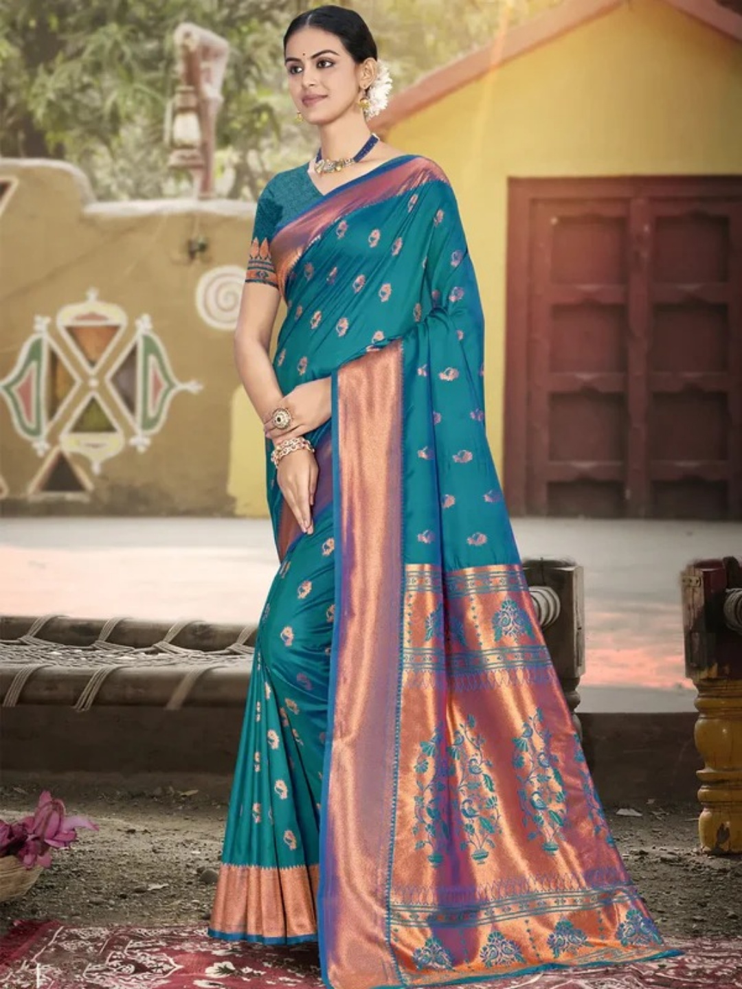 Blue Silk Saree view 2