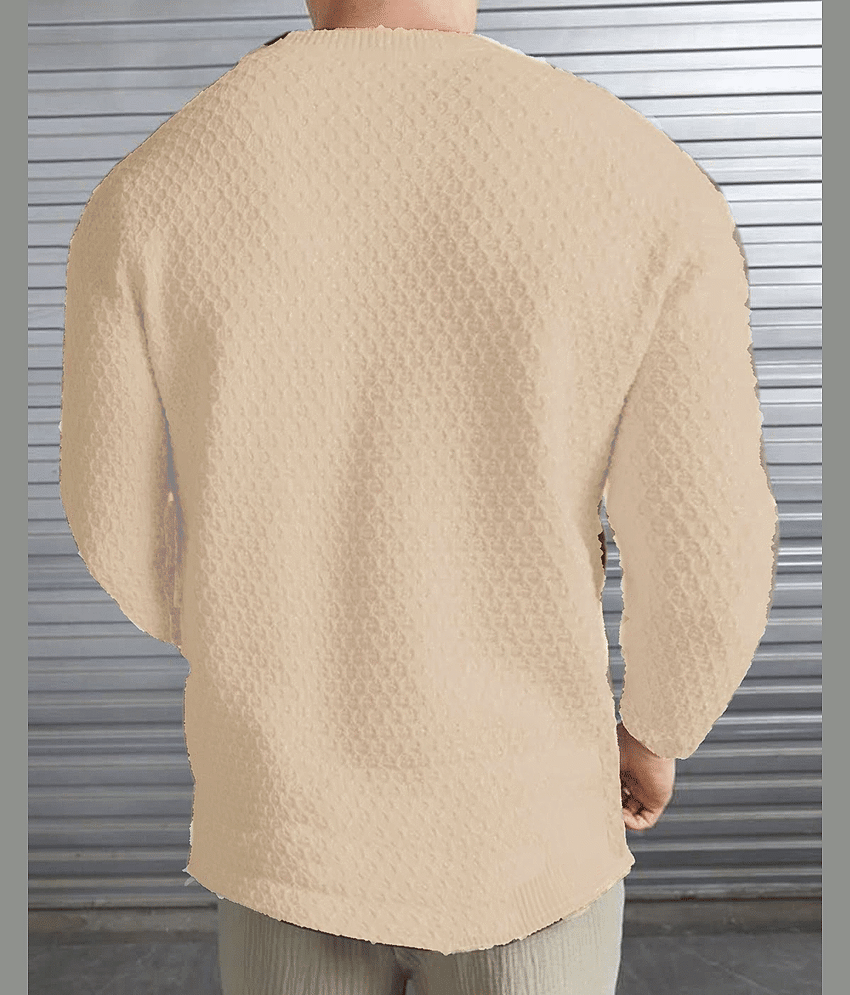 Reya Polyester Regular Fit Self Design Full Sleeves Men's Round T-Shirt - Pink ( Pack of 1 ) view 2