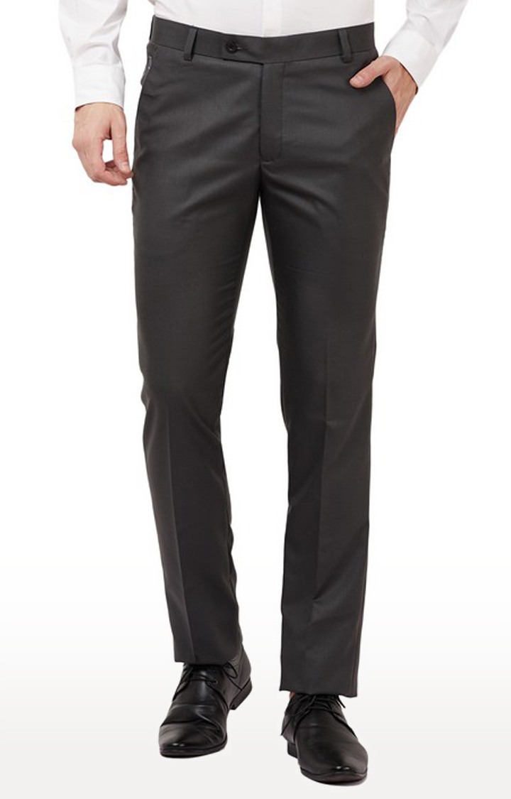 TAHVO Men Grey Formal Trousers