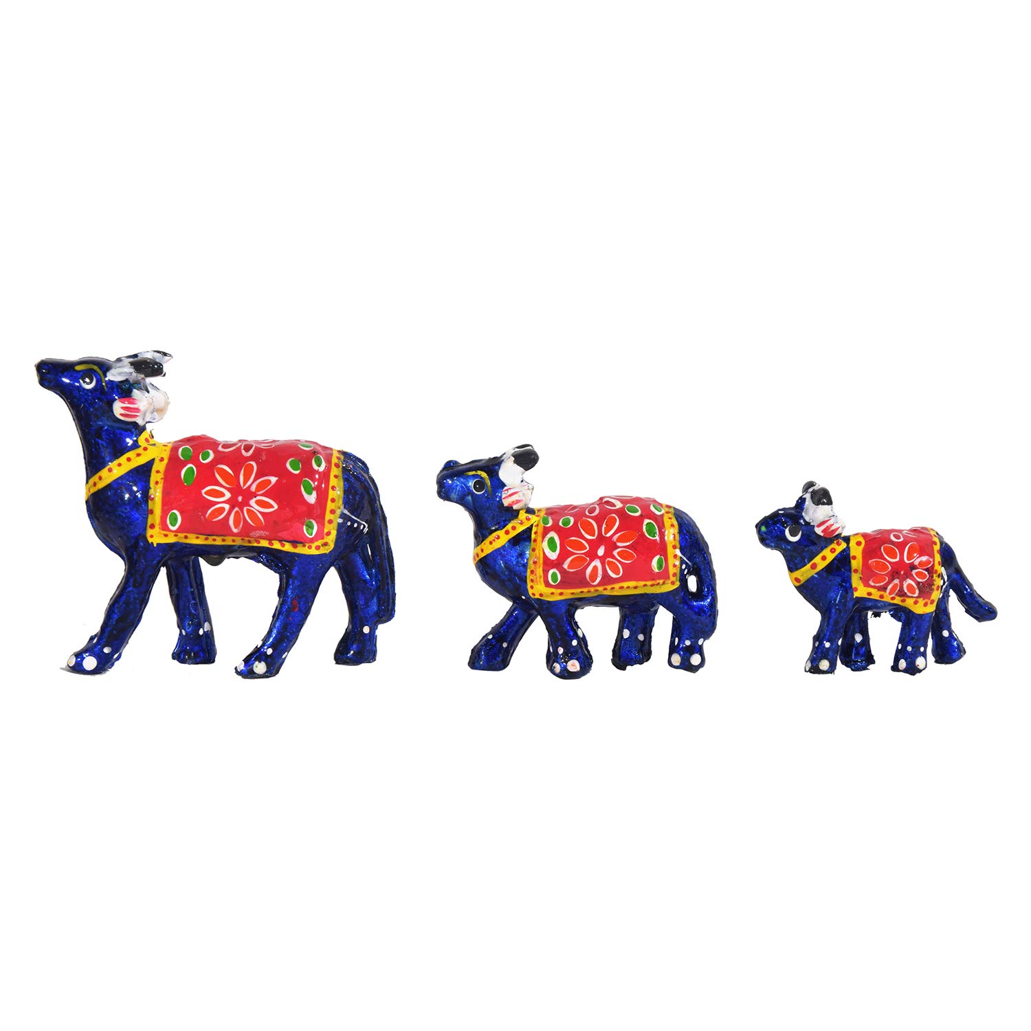 DreamKraft Set of 3 Cow Showpiece For Home Decor And Gift Purpose (10x9, 7.5x6.5 ,6x5 cm) (Blue) view 2