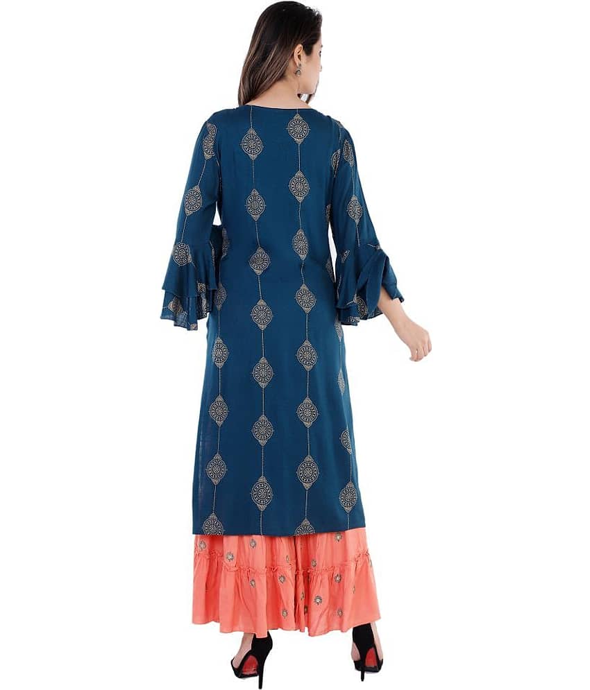 Kbz Rayon Kurti With Sharara And Gharara - Stitched Suit view 2