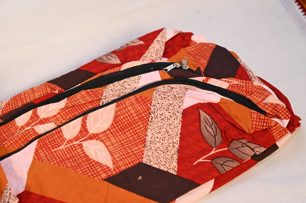 100% Cotton Bedsheet with Geometric Print in Red and Brown view 2