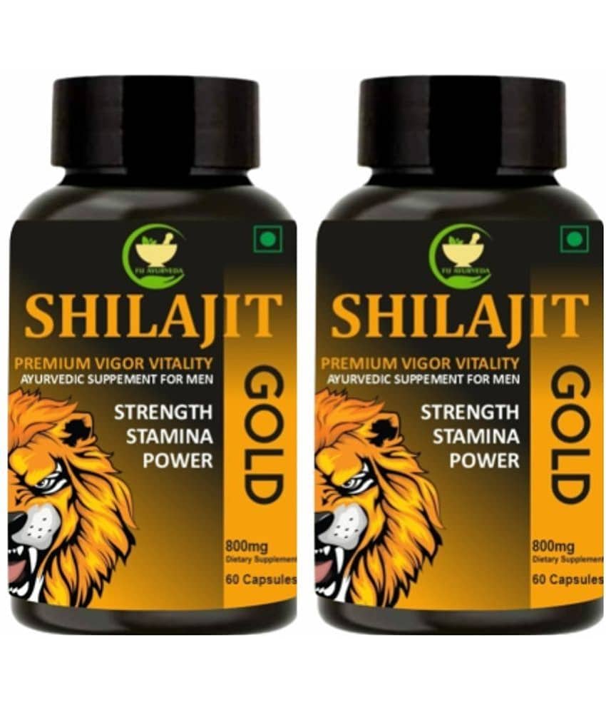 FIJ AYURVEDA Shilajit Gold Capsule Ayurvedic Shilajit for Men & Women - 800mg 60 Capsules (Pack of 2)