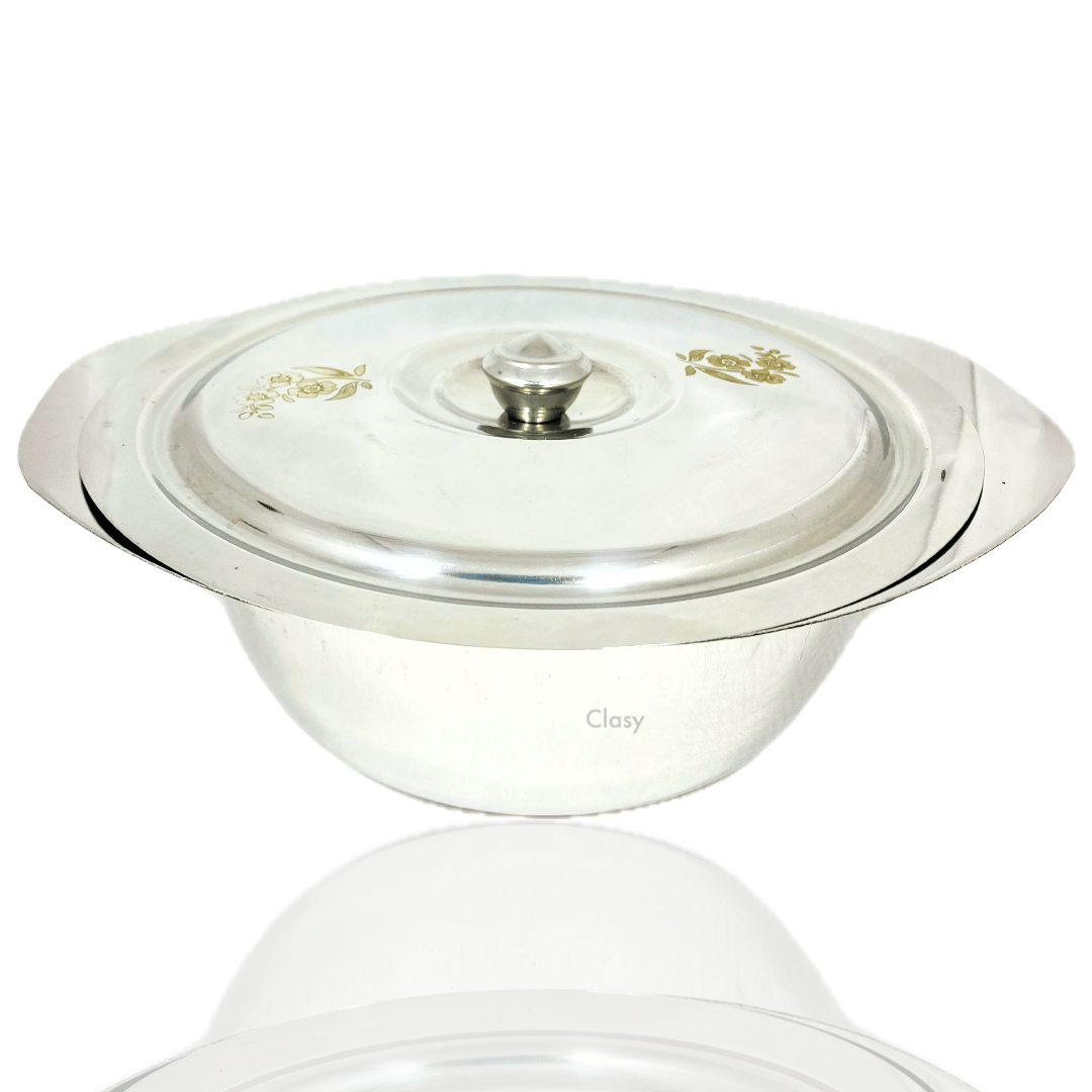 Stainless Steel serving Donga With Serving Spoon Laser Printed view 2